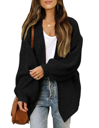 Women's Long Oversized Lantern Sleeve Cardigan Sweater Casual with Pockets Oversized Chunky Knit Sweater