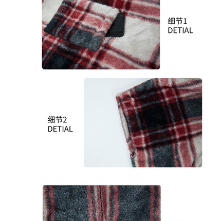 Women's Winter Warm Casual Plaid Shaggy Coat Hooded Five-Quarter Sleeve Loose Scottish Style Unbuttoned Coat