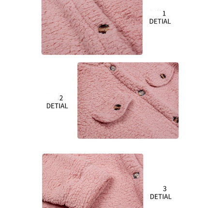 Winter Women's Plush Coat Button Lapel Long Sleeve Sleeve Wide Coat Fashion Casual Bubble Fleece Warm Coat