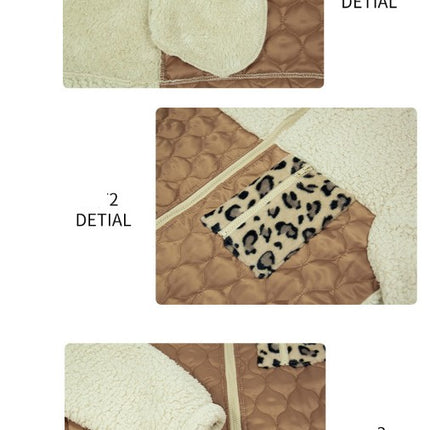 Women's Zipper Plush Jacket Women's Lapel Patchwork Animal Print Double Sided Fleece Jacket Loose Casual Long Sleeve Jacket