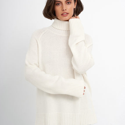 Women's Turtleneck Sweater Autumn and Winter Basic Long Sleeve Knit Hundred Solid Color Plug Sleeve Sweater