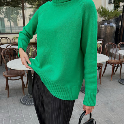 Women's Turtleneck Sweater Autumn and Winter Basic Long Sleeve Knit Hundred Solid Color Plug Sleeve Sweater