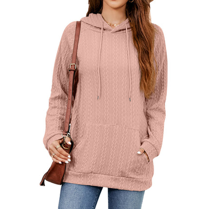 Autumn Women's Casual Long Sleeve Drawstring Sweatshirt Hoodie Loose Lightweight Solid Color With Pocket Pullover Top