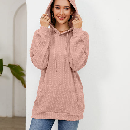 Autumn Women's Casual Long Sleeve Drawstring Sweatshirt Hoodie Loose Lightweight Solid Color With Pocket Pullover Top