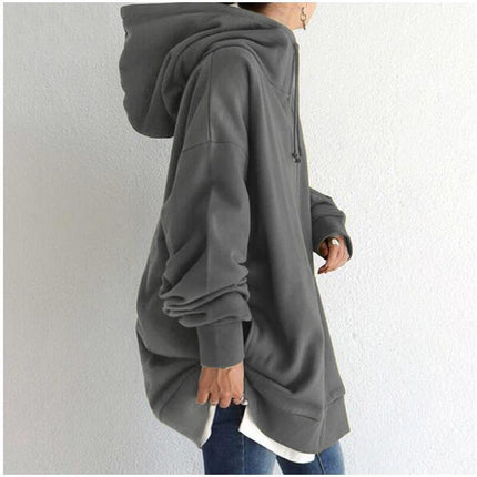 Women's Zipper Long Hoodie Casual Fleece Comfortable Fall Hooded Sweatshirt Long Sleeve with Pockets Oversized Jacket