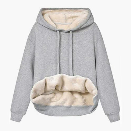 Women's Winter Thick Warm Padded Lined Drawstring Hooded Sweatshirt with Pocket Pullover Top Women's Hooded Sweatshirt