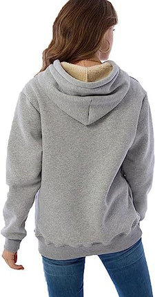 Women's Winter Thick Warm Padded Lined Drawstring Hooded Sweatshirt with Pocket Pullover Top Women's Hooded Sweatshirt