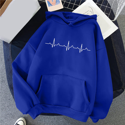 Women's Casual Hoodie Love Printed Couple Sweatshirt Long Sleeve Sweater Pullover with Pockets Autumn 2