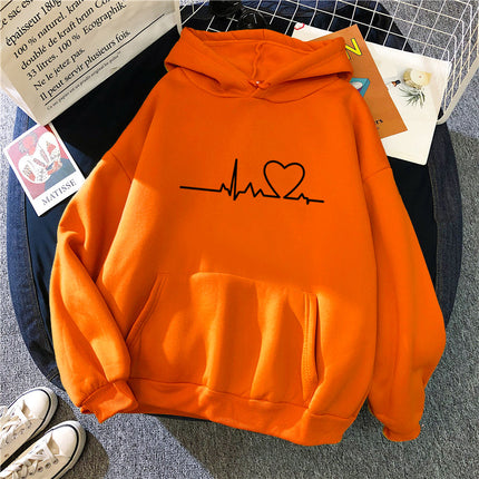 Women's Casual Hoodie Love Printed Couple Sweatshirt Long Sleeve Sweater Pullover with Pockets Autumn