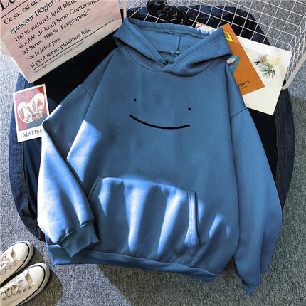 Fleece Sweatshirt Women's Fashion Kawaii Smiley Face Print Long Sleeve Hooded Padded Sweatshirt Pullover Hoodie Couple Sweatshirt 1