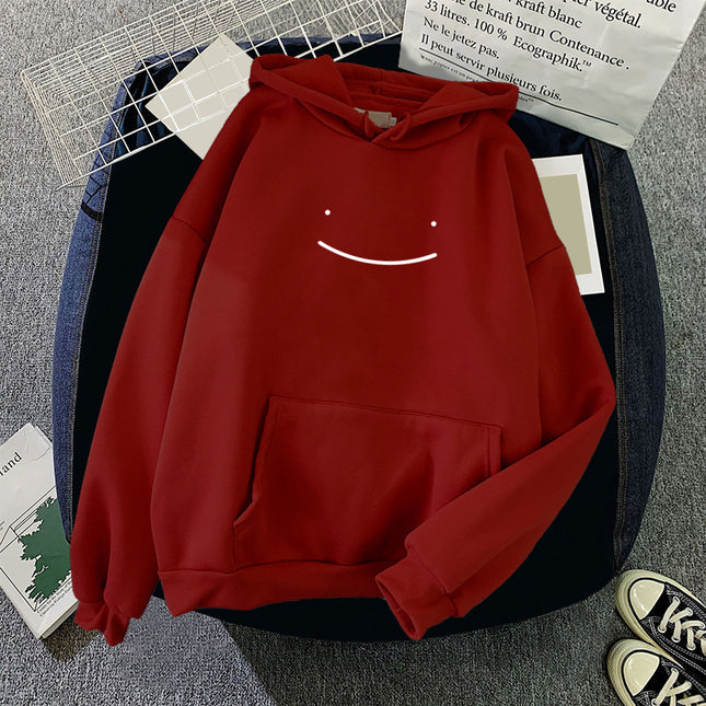 Fleece Sweatshirt Women's Fashion Kawaii Smiley Face Print Long Sleeve Hooded Padded Sweatshirt Pullover Hoodie Couple Sweatshirt 1