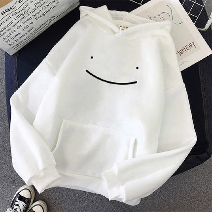 Fleece Sweatshirt Women's Fashion Kawaii Smiley Face Print Long Sleeve Hooded Padded Sweatshirt Pullover Hoodie Couple Sweatshirt