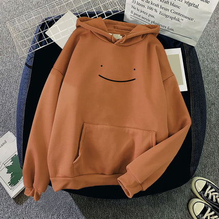 Fleece Sweatshirt Women's Fashion Kawaii Smiley Face Print Long Sleeve Hooded Padded Sweatshirt Pullover Hoodie Couple Sweatshirt 1