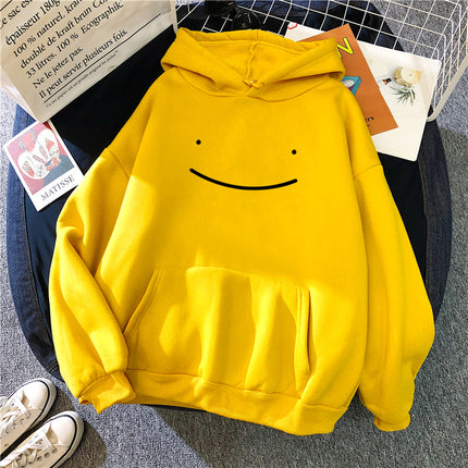 Fleece Sweatshirt Women's Fashion Kawaii Smiley Face Print Long Sleeve Hooded Padded Sweatshirt Pullover Hoodie Couple Sweatshirt 1