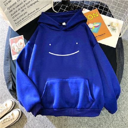 Fleece Sweatshirt Women's Fashion Kawaii Smiley Face Print Long Sleeve Hooded Padded Sweatshirt Pullover Hoodie Couple Sweatshirt