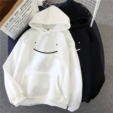 Fleece Sweatshirt Women's Fashion Kawaii Smiley Face Print Long Sleeve Hooded Padded Sweatshirt Pullover Hoodie Couple Sweatshirt 1