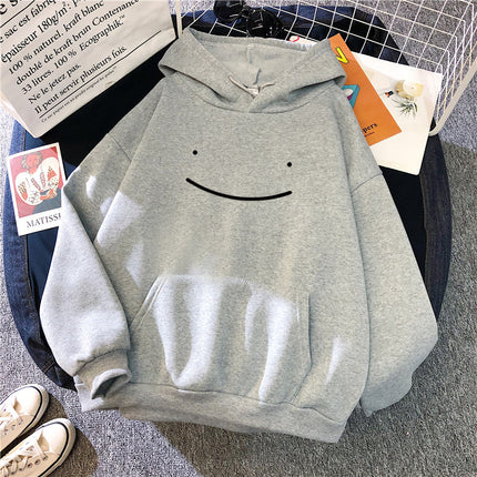 Fleece Sweatshirt Women's Fashion Kawaii Smiley Face Print Long Sleeve Hooded Padded Sweatshirt Pullover Hoodie Couple Sweatshirt 1