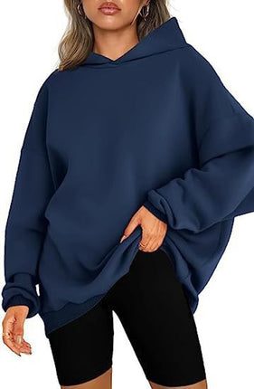 Women's Casual Hoodie Long Sleeve Padded Pullover Top Solid Color Fashion Loose Casual Sweatshirt