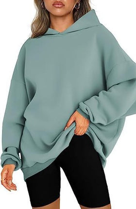 Women's Casual Hoodie Long Sleeve Padded Pullover Top Solid Color Fashion Loose Casual Sweatshirt