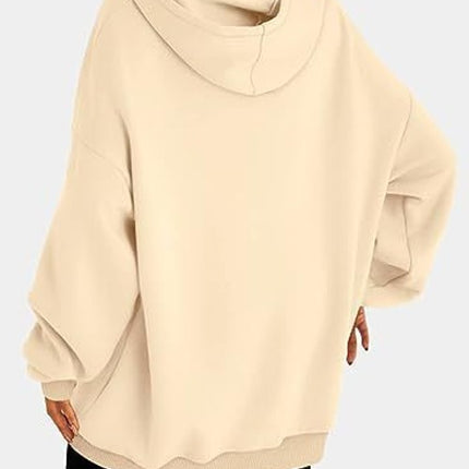 Women's Casual Hoodie Long Sleeve Padded Pullover Top Solid Color Fashion Loose Casual Sweatshirt