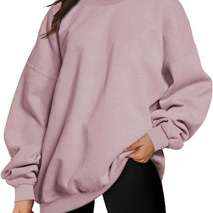 Oversized Women's Sweatshirt Solid Color Round Neck Pullover Long Sleeve Padded Top Teenage Casual Loose Shirt