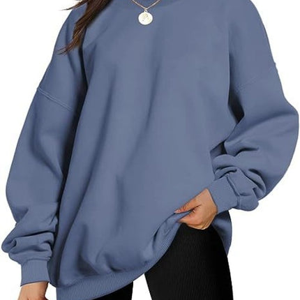 Oversized Women's Sweatshirt Solid Color Round Neck Pullover Long Sleeve Padded Top Teenage Casual Loose Shirt