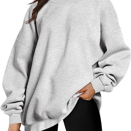 Oversized Women's Sweatshirt Solid Color Round Neck Pullover Long Sleeve Padded Top Teenage Casual Loose Shirt