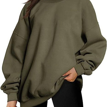 Oversized Women's Sweatshirt Solid Color Round Neck Pullover Long Sleeve Padded Top Teenage Casual Loose Shirt