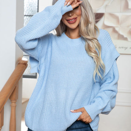 Women's Fall and Winter Tops Join Patchwork Drop Shoulder Sweater Trendy Loose Knit Pullover Women's Casual Clothing