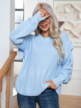 Women's Fall and Winter Tops Join Patchwork Drop Shoulder Sweater Trendy Loose Knit Pullover Women's Casual Clothing