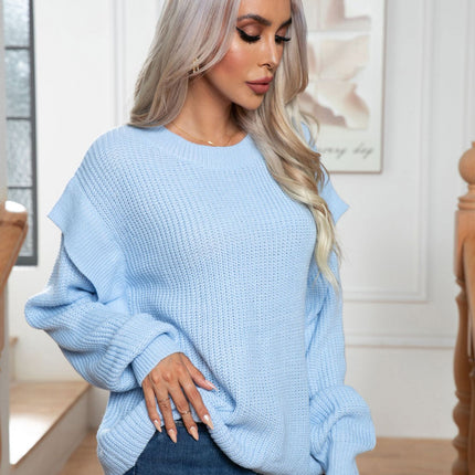 Women's Fall and Winter Tops Join Patchwork Drop Shoulder Sweater Trendy Loose Knit Pullover Women's Casual Clothing