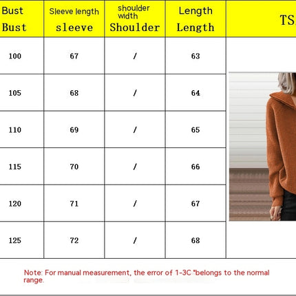 Women's Autumn and Winter Striped Casual Jacket Loose Knit Sweater Zipper Cardigan Long Sleeve Lapel Sweater