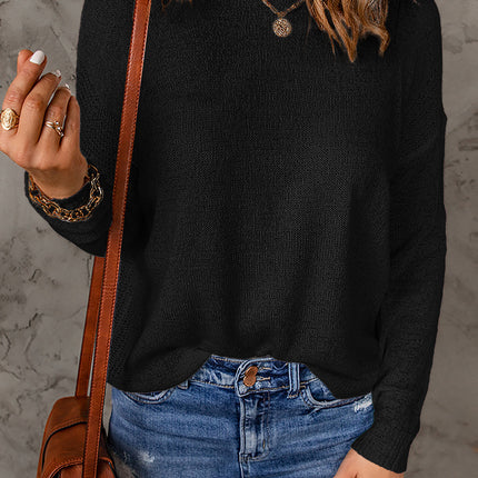 Women's Fashion Casual Peplum Pullover Sweater Top Women's Fashion Round Neck Solid Color Long Sleeve Knit Sweater