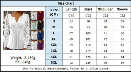 Women's Long Sleeve Tops Women's Spring and Autumn Lace Lace Sleeve Pressure Pleated Solid Color Button t-shirt Bottom Shirt