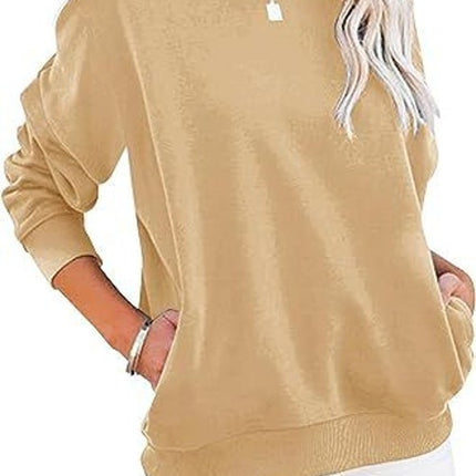 Women's Colorblocking Casual Long Sleeve Top Round Neck Sweatshirt Loose Pullover Pocket Sweatshirt 1