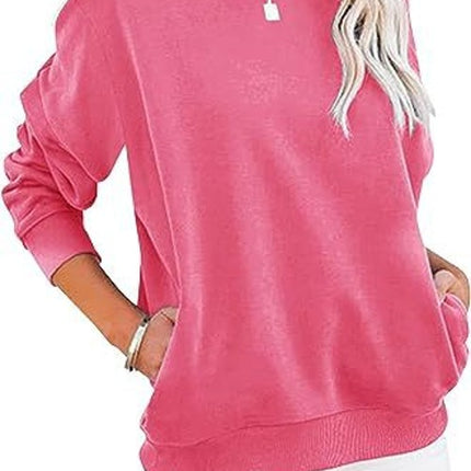 Women's Colorblocking Casual Long Sleeve Top Round Neck Sweatshirt Loose Pullover Pocket Sweatshirt 1