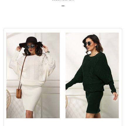 Women's High Neck Long Sleeve Loose Bat Sleeve Long Pullover Sweater Dress Oversized Sweater Dress Soft Winter Pullover Dresses