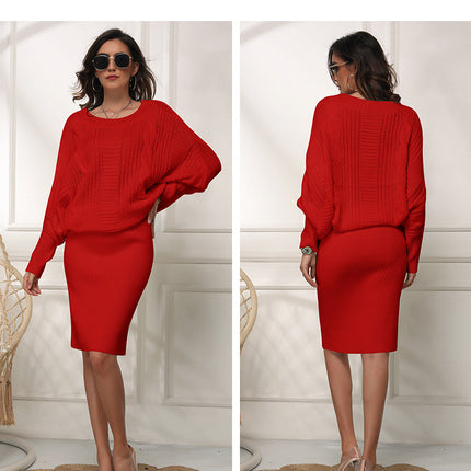 Women's High Neck Long Sleeve Loose Bat Sleeve Long Pullover Sweater Dress Oversized Sweater Dress Soft Winter Pullover Dresses