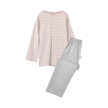 Pajama set for couples paired with striped pajamas, long sleeved tops and pants, casual wear, home wear set