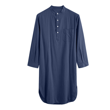 Men's robe long-sleeved buttons solid color Arabic shirt cross-border men's robe