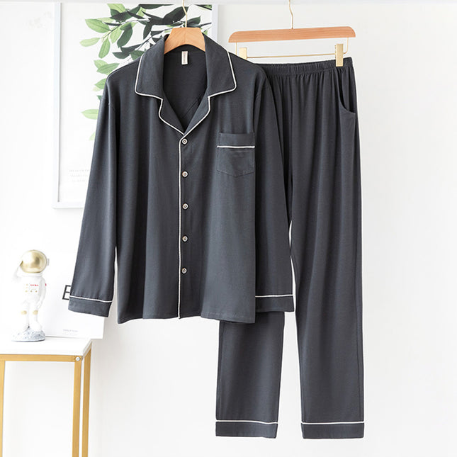 Modal thin spring and summer men and women long-sleeved pajamas set modal homewear men and women suit