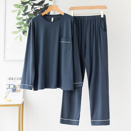 Modal thin spring and summer men and women long-sleeved pajamas set modal homewear men and women suit