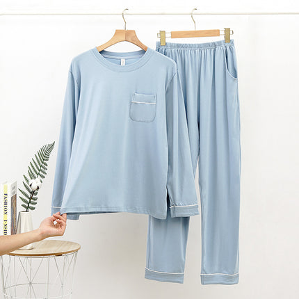 Modal thin spring and summer men and women long-sleeved pajamas set modal homewear men and women suit 1