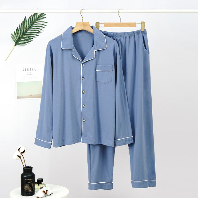 Modal thin spring and summer men and women long-sleeved pajamas set modal homewear men and women suit 2