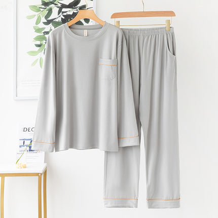 Modal thin spring and summer men and women long-sleeved pajamas set modal homewear men and women suit