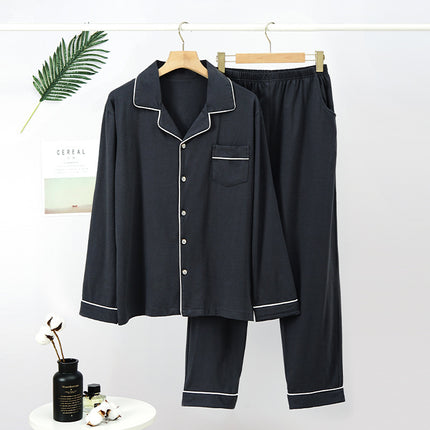 Modal thin spring and summer men and women long-sleeved pajamas set modal homewear men and women suit 2