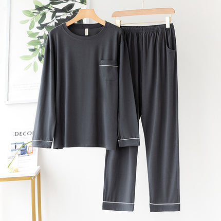 Modal thin spring and summer men and women long-sleeved pajamas set modal homewear men and women suit