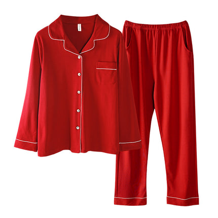 Modal thin spring and summer men and women long-sleeved pajamas set modal homewear men and women suit 1