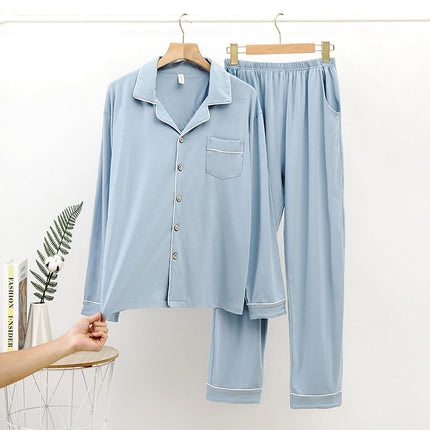 Modal thin spring and summer men and women long-sleeved pajamas set modal homewear men and women suit