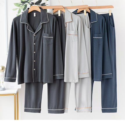 Modal thin spring and summer men and women long-sleeved pajamas set modal homewear men and women suit